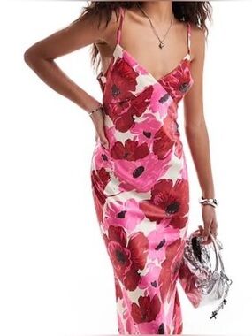 Emory Park Pink & Red Floral Slip Dress